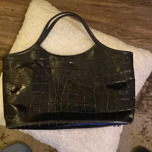 Monsac Black Croc Print Bag